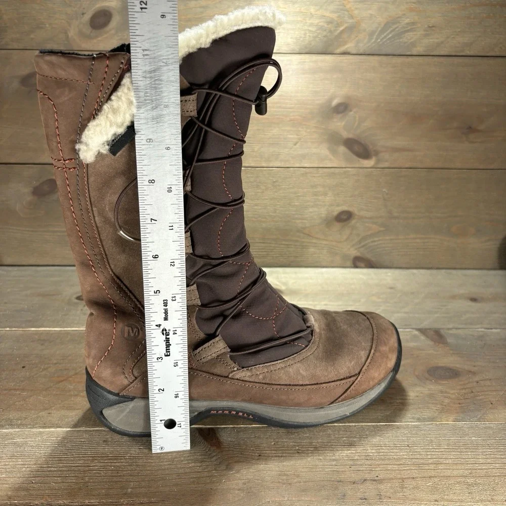 merrell encore apex womens size 8 shoes brown suede waterproof snow boots